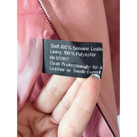 Vintage Leather USA Pink Biker Zip Up 100% Genuine Leather Jacket- Size XL - Picture 10 of 12
